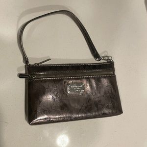 Michael Kors Brown Metallic Wristlet Bag